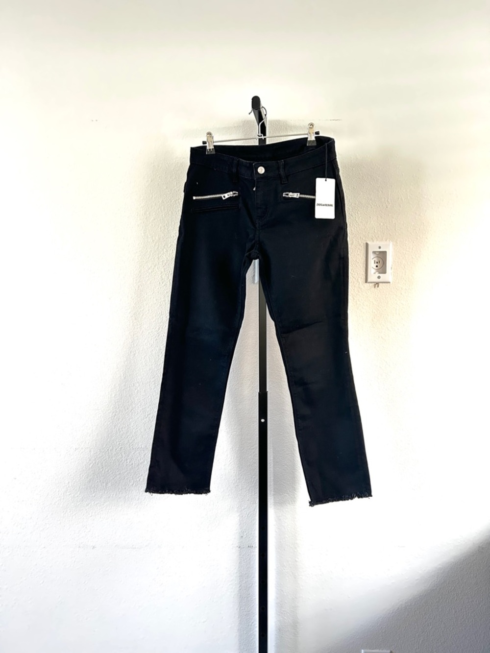 NWT Zadig & Voltaire Women Ava Zip Slim Jeans in Black, Size 28, Retail $238